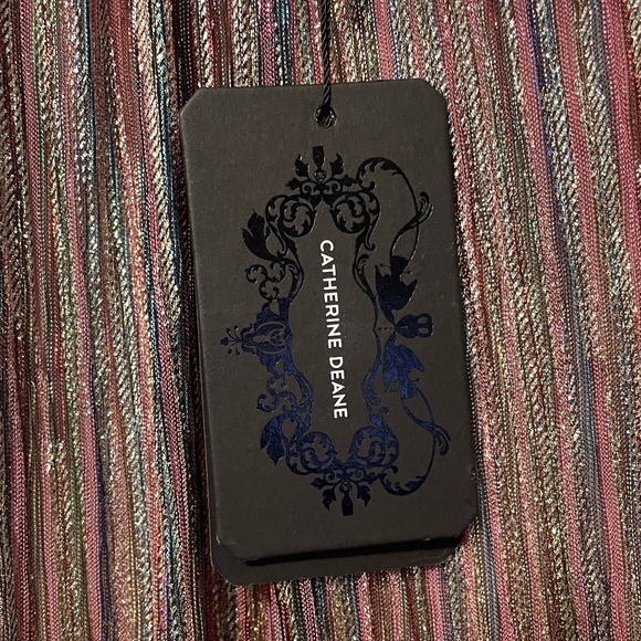 Catherine Deane NWT NIkola Pleated Empire Goddess Metallic Stripe Dress Size 0‎ - Picture 11 of 12